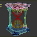 Turquoise Hourglass With Golden Accents Carved Details Ornate Structure And Decorative Base
