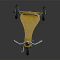 Vintage Tricycle With Yellow Seat And Metal Frame On Reflective Surface