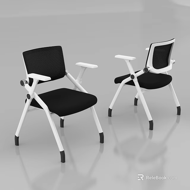 Modern Office Chair With Mesh Back White Frame And Black Seat Armrests 3d model 