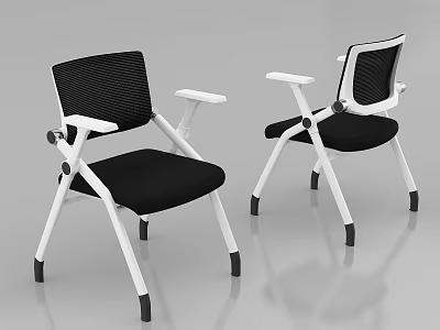 Modern Office Chair With Mesh Back White Frame And Black Seat Armrests 3d model