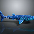 Vibrant Blue Shark Sculpture Featuring Intricate Patterns And Marine Art Design