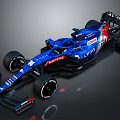 Blue Ferrari Formula 1 Car With Aerodynamic Design Mission Winnow Livery And Rear Wing