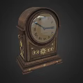 Vintage Mantel Clock With Wooden Frame Gold Ornate Details And Roman Numeral Dial