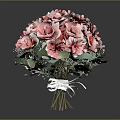 Stylish Furniture Decorated With Pink And Red Rose Bouquet And Green Leaves