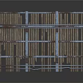 Vintage Wooden And Metal Fence Structure With Brown Planks And Blue Frame Rustic Garden Use