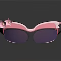 Stylish Pink And Black Sunglasses With Bow Decoration And Gradient Dark Lenses
