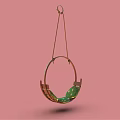 Modern Stylish Hanging Chair With Metal Frame And Green Soft Comfortable Cushion Design