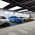 Spacious Modern 4S Car Dealership Showroom Featuring New Vehicles In Multiple Colors