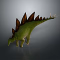 Green Stegosaurus Dinosaur 3D Model With Back Plates And Tail Spikes 3d model