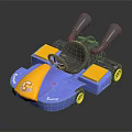 Colorful Blue And Yellow Toy Car With Black Seat And Yellow Wheels