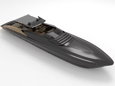 Modern Black Watercraft With Sleek Streamlined Design Cockpit And Roof Canopy 3d model