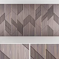 Modern Bed Accent Wall With Geometric Wood Patterns 3d model