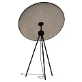 Modern Floor Lamp With Round Shade Black Tripod Stand And Yellow Light
