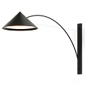 Modern Black Wall Lamp With Arched Arm Conical Shade And Wall Mounted Design