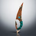 Unique Decorative Copper Blade With Green Handle And Blue Gemstone Design 3d model