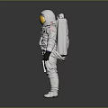 Man Wearing Full White Astronaut Spacesuit with Yellow Visor Helmet Standing