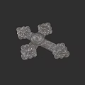 Intricate Cross Sculpture Carving with Detailed Floral Patterns and Ornate Design