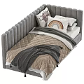 Stylish Gray Bed Designs With Ribbed Headboard Decorative Pillows Blankets And Quilts