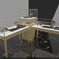 Elegant Jewelry Store Luxury Display Counter With Glass Top Marble Base And Gold Frame