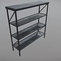 Sturdy Black Metal Shelving Unit with Multiple Layers for Storage and 3d model