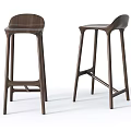Modern Minimalist Wooden Bar Stools Set Of Two With Backrest And Sturdy Structure