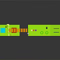 Colorful 3D Scene Construction With Staircase Slide Small House Green Elements And Cave Entrance