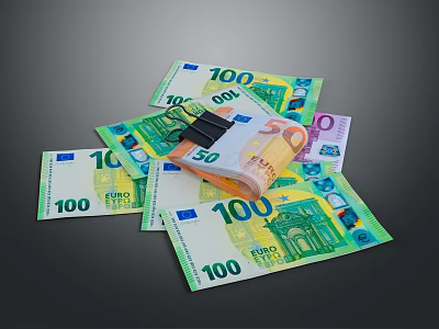 Household Organizing Tools Paper Clips Securing Stacks Of 100 Euro Banknotes 3d model