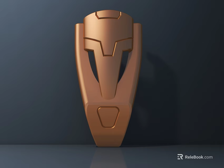 Abstract Copper Colored Sculpture Carving With Geometric Patterns And 3D Rendered Design 3d model 
