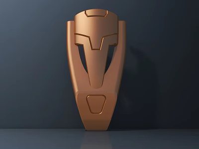 Abstract Copper Colored Sculpture Carving With Geometric Patterns And 3D Rendered Design 3d model