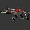 Sci Fi Style Futuristic Gun With Red Components Blade And Metallic Texture 3d model