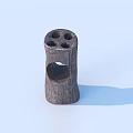 Wooden Tree Stump Shaped Pen Holder With Multiple Holes And Heart Cutout