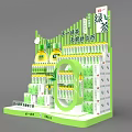 Green Themed Commercial Display Stand Holding Master Kong Green Tea Sugar Free Zero Fat Drinks