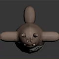 Cute Brown Totoro 3D Model With White Belly Big Ears Red Eyes And Open Arms