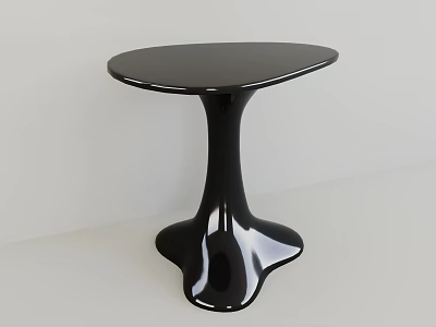Black Modern Side Table With Round Top And Unique Glossy Base 3d model