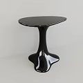 Black Modern Side Table With Round Top And Unique Glossy Base