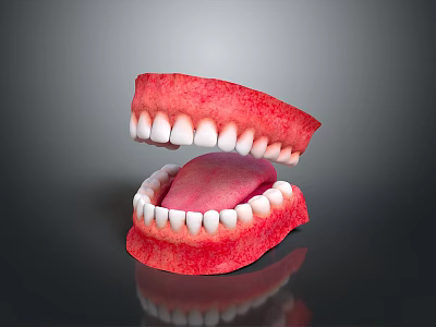 Oral Organs Detailed View Of Open Mouth With White Teeth Pink Tongue And Gums 3d model