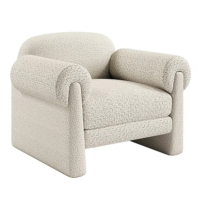 Beige Single Sofa With Soft Fabric Rounded Armrests And Modern Minimalist Design 3d model