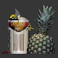 Assorted Colorful Cocktails in Different Shaped Glasses with Central Pineapple Decoration