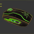 Black Gaming Computer Mouse With Green Glowing Lines And Snake Logo Design 3d model