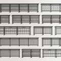 Different Metal Railing Designs Featuring Intricate Patterns And Classic Styles 3d model