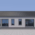 Detached Villa Exterior With Dark Roof Light Walls Multiple Windows And Tiled Courtyard