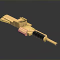 Golden Mechanical Weapon With Black Grip And Modern Reflective Finish Design
