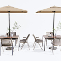 Modern Outdoor Table and Chair Outdoor Leisure Table and Chair 3d model