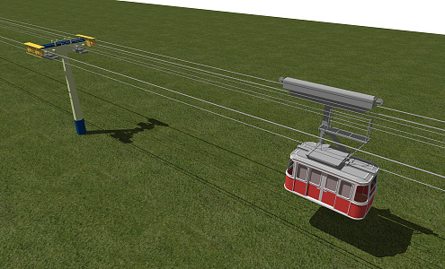 modern cable car ropeway 3d model