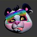 Cute Panda Plush Toy Wearing Colorful Sunglasses With Pink Nose And Tongue Out