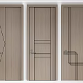 Modern Interior Hinged Doors With Wooden Panels Glass Inserts And Geometric Patterns 3d model