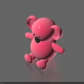 Cute Pink Koala Doll with Big Ears and Black Nose Sitting on Gray Surface