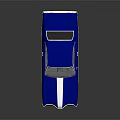 Blue Classic Muscle Car With White Stripe Shiny Body And Alloy Wheels