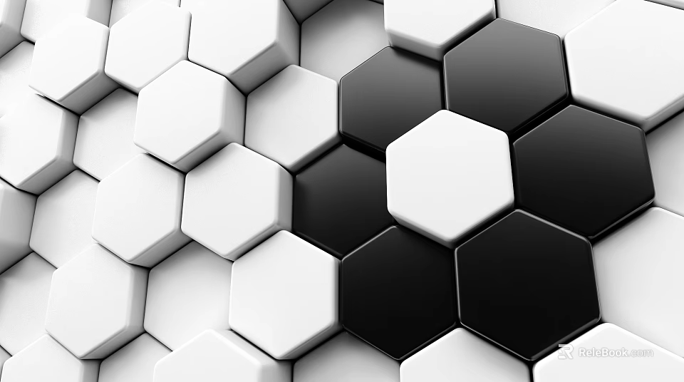 Modern 3D Background Wall With Black and White Hexagon Geometric Pattern 3d model