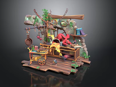 Kitchen Dragon Cartoon Low Model Game Color Scene Cartoon Items Cartoon Equipment Cartoon Environment 3d model